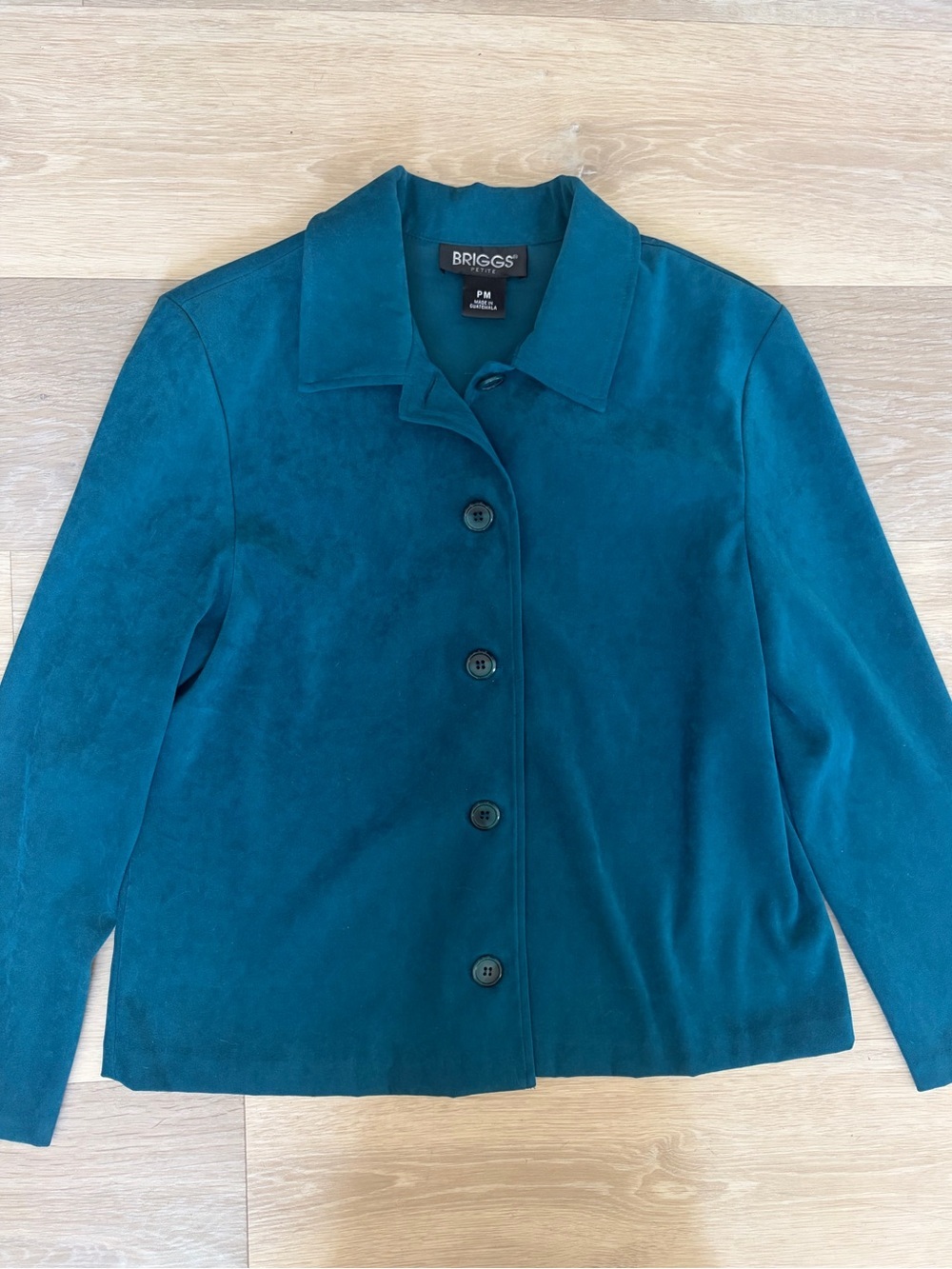 Briggs Petite Teal Faux Suede Look Button Front Jacket PM